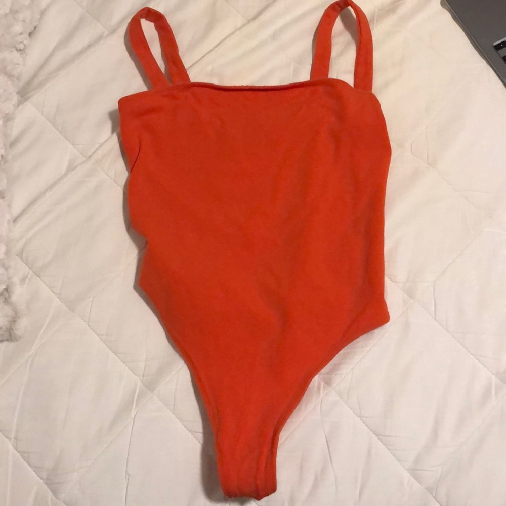 Urban outfitters orange square neck bodysuit